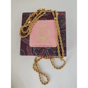 Premier Designs Signed VTG Gold Tone Rope Chain Necklace 16" & 3" Bracelet